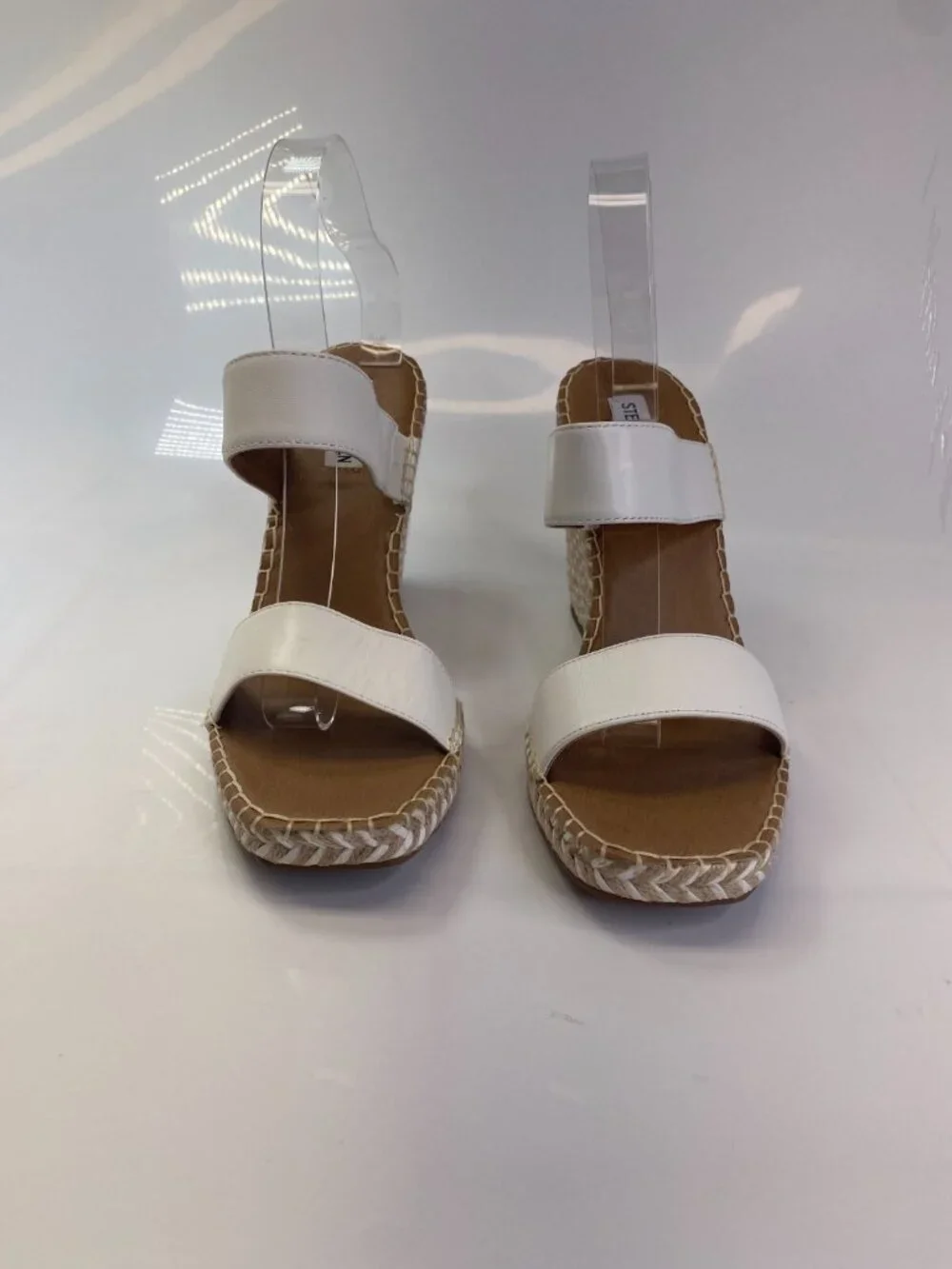 Steve Madden Imply White Espadrille Wedge Strap Sandal Sz 11